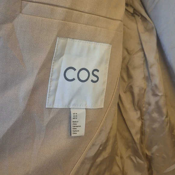 NWT COS Sand Short Sleeve Blazer Linen Cotton - Chic Professional Staple Size 10 - Picture 9 of 12